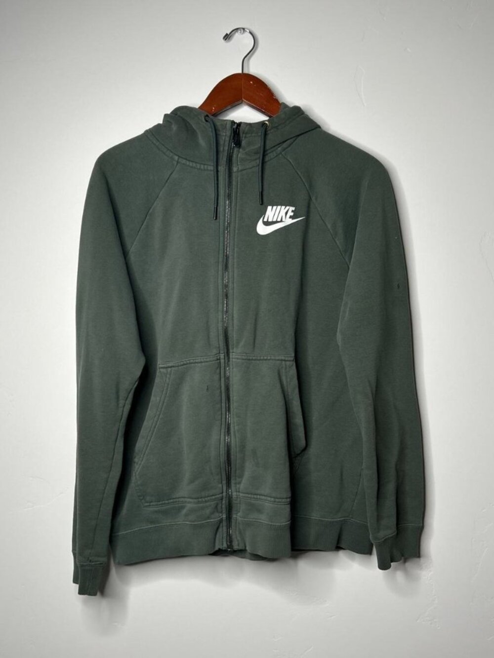 Nike Zip Up Hoodie Large Green Full Zip Sweatshirt